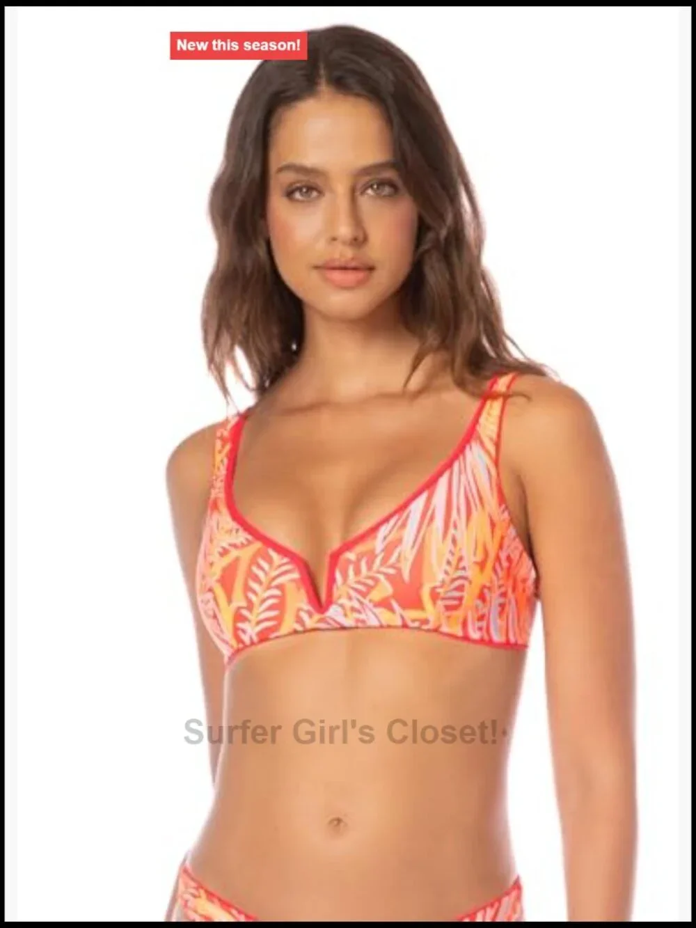 Red Maaji Victoria Top V Wire Bralette Bikini Top Moderate Coverage